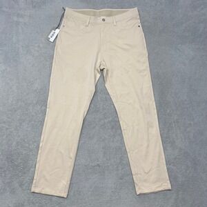 Collars & Co Pants Mens 34x30 CEO Tech Pull On Stone Khaki Chinos Preppy Casual